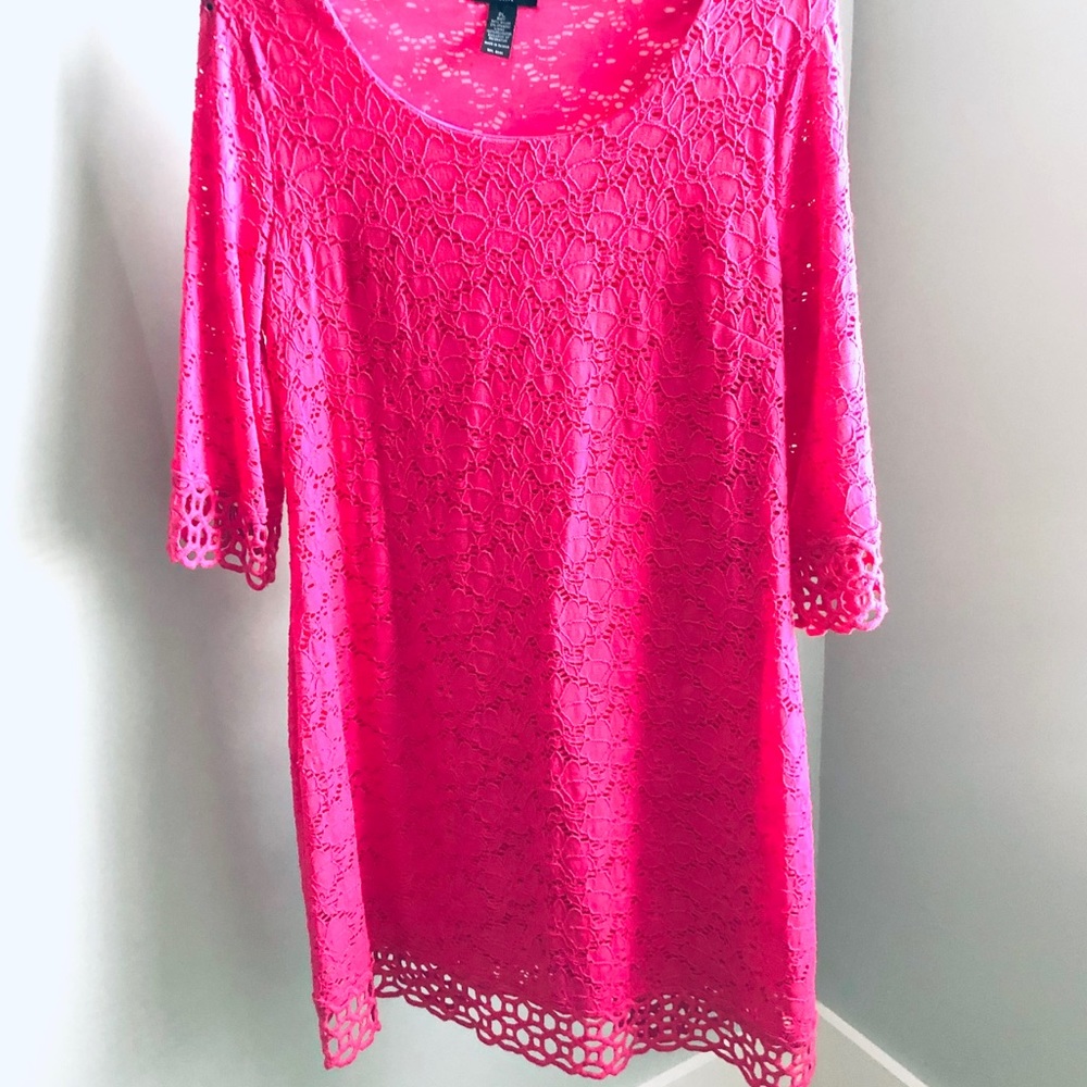 Hot pink stretch lace dress